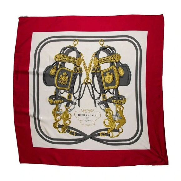 Hermès Red and Gold Brides de Gala Silk Scarf - Picture 8 of 8